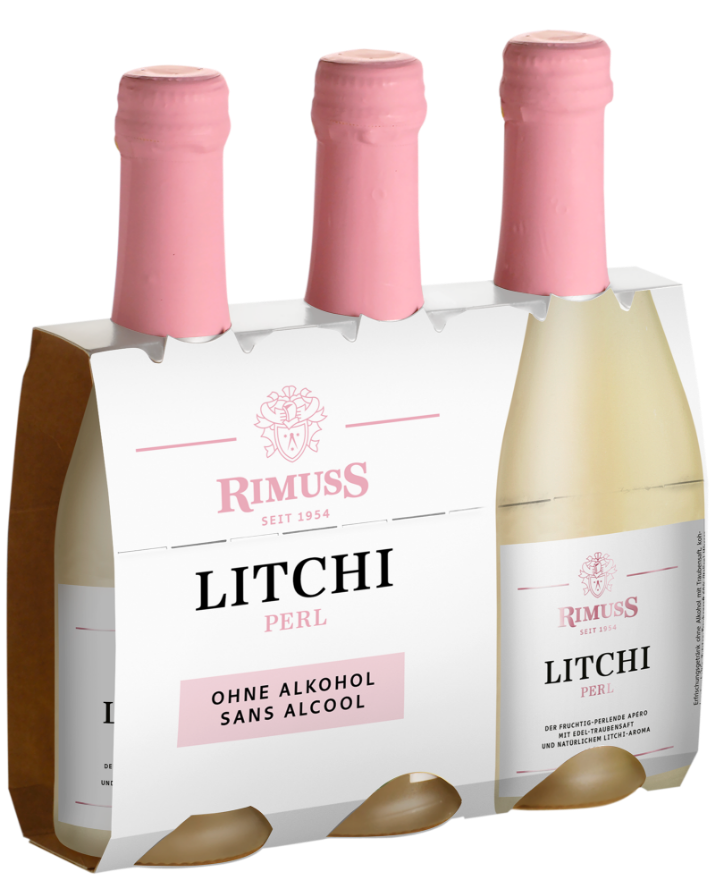  Rimuss Litchi-Perl Piccolo Triopack, Le populaire Litchi Perl est également disponible en petite bouteille - pratique pour un petit apéritif ou comme cadeau.