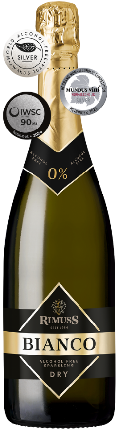 Rimuss Bianco Dry, Tart, aromatic and sparkling like a Prosecco, simply without alcohol. The youthfully fresh aperitif variant.